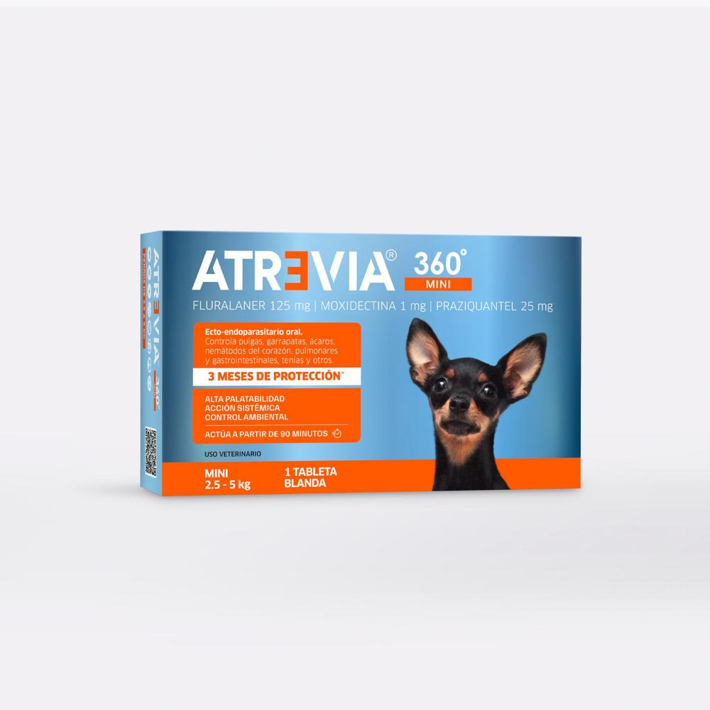 Antipulgas y antiparasitario para perros Atrevia 360 Mini 2.5-5kg x 1 tab