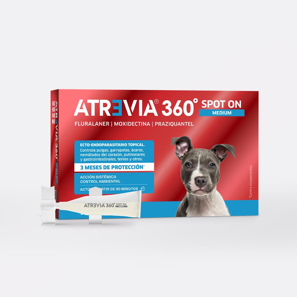 ANTIPULGAS PARA PERROS ATREVIA 360 SPOT ON MEDIUM 9 a 18 KG X 5 PIPETAS