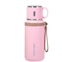 Termo Térmico 600 ml Color Rosado con Asa y Cinta para Transporte