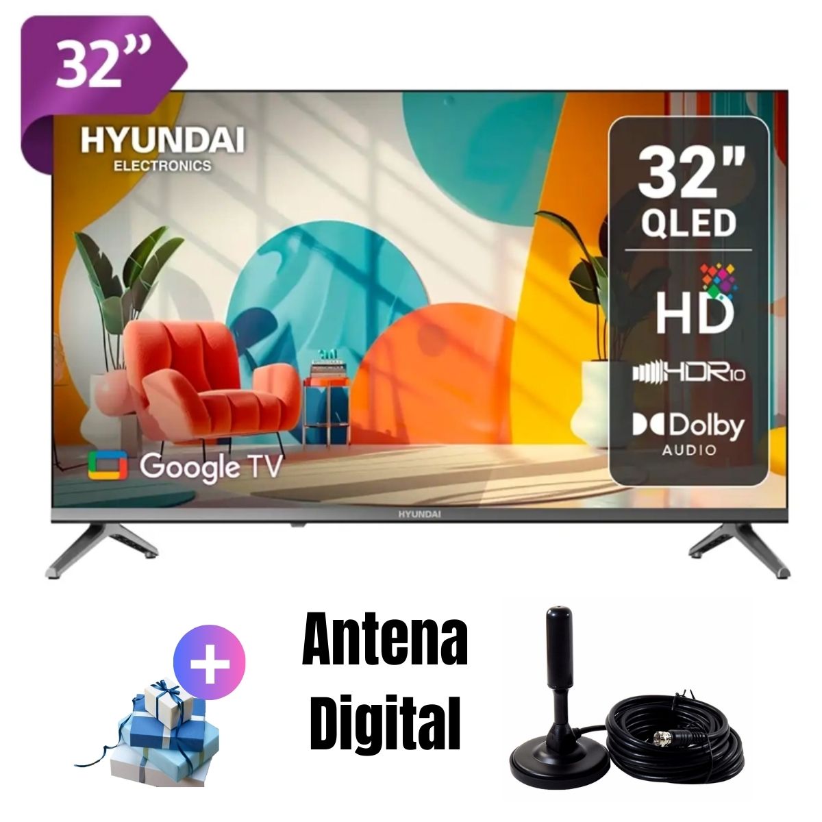 Televisor Hyundai QLED 32'' HD HYLED3259QG 2025 - Ant Digital