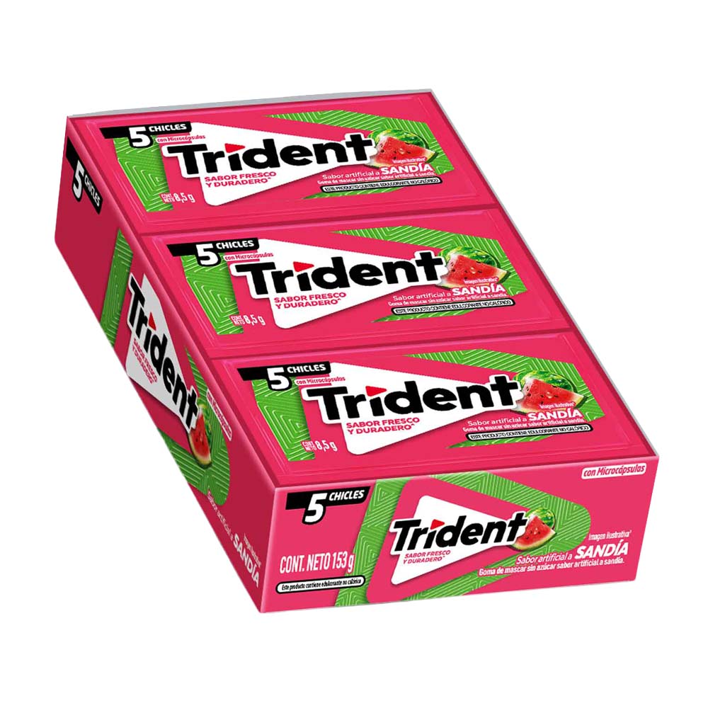 Goma de Mascar TRIDENT 5S Sandía sin Azúcar Display 18un