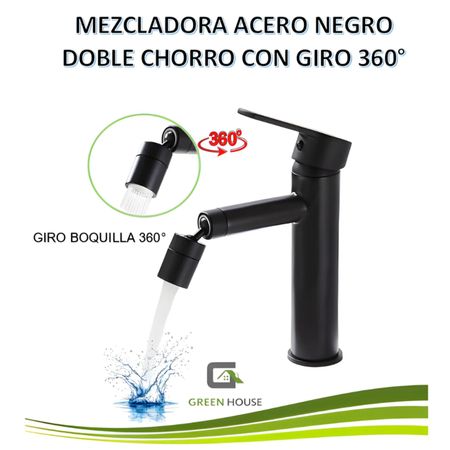 MEZCLADORA DE LAVATORIO CON BOQUILLA ROTATIVA 360 NEGRO