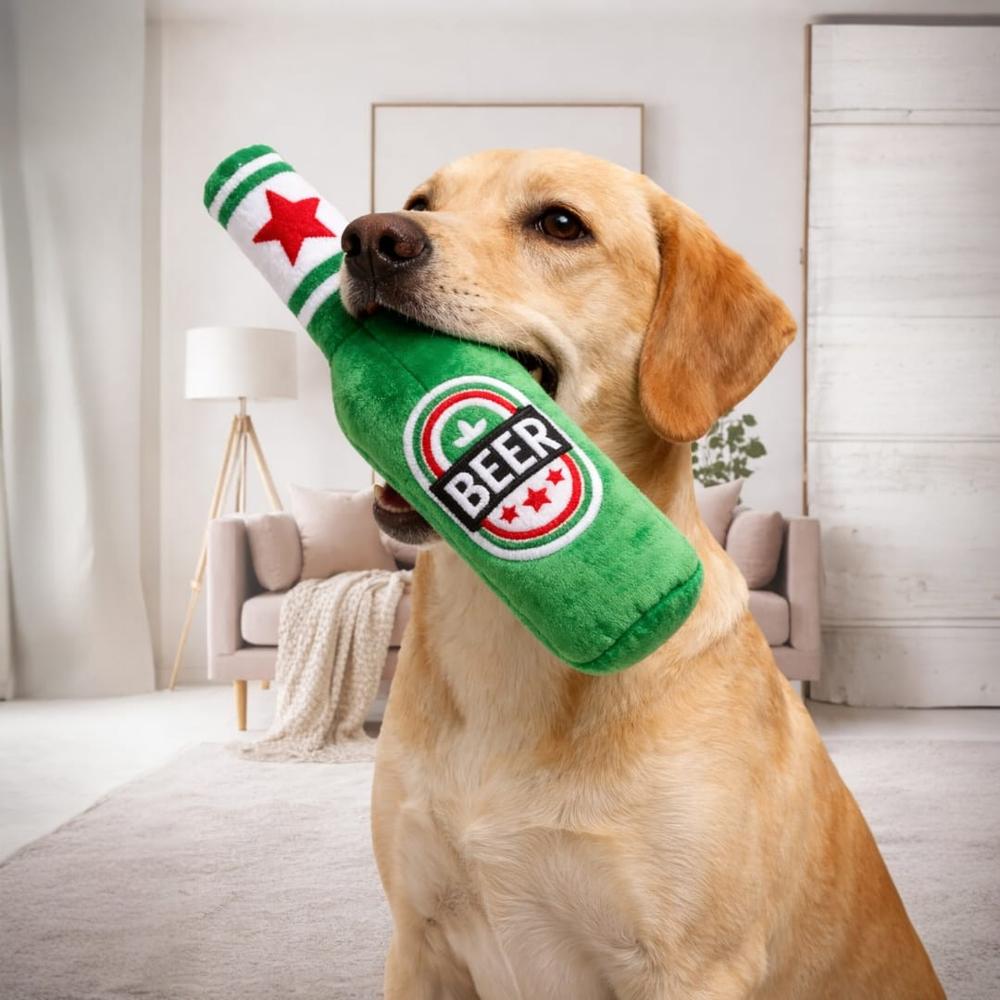 JUGUETE DE PELUCHE PARA PERROS CON SONIDO SQUEAKY Verde