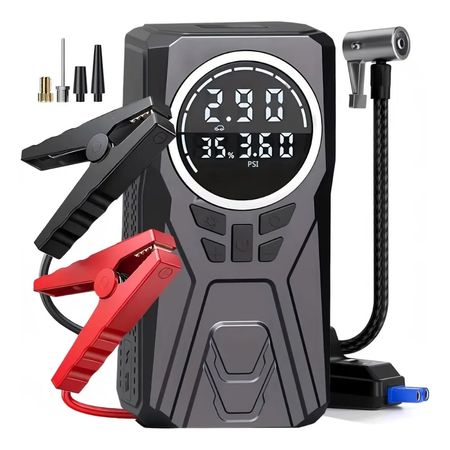 Arrancador De Batería Portátil Compresor Aire Pantalla Led