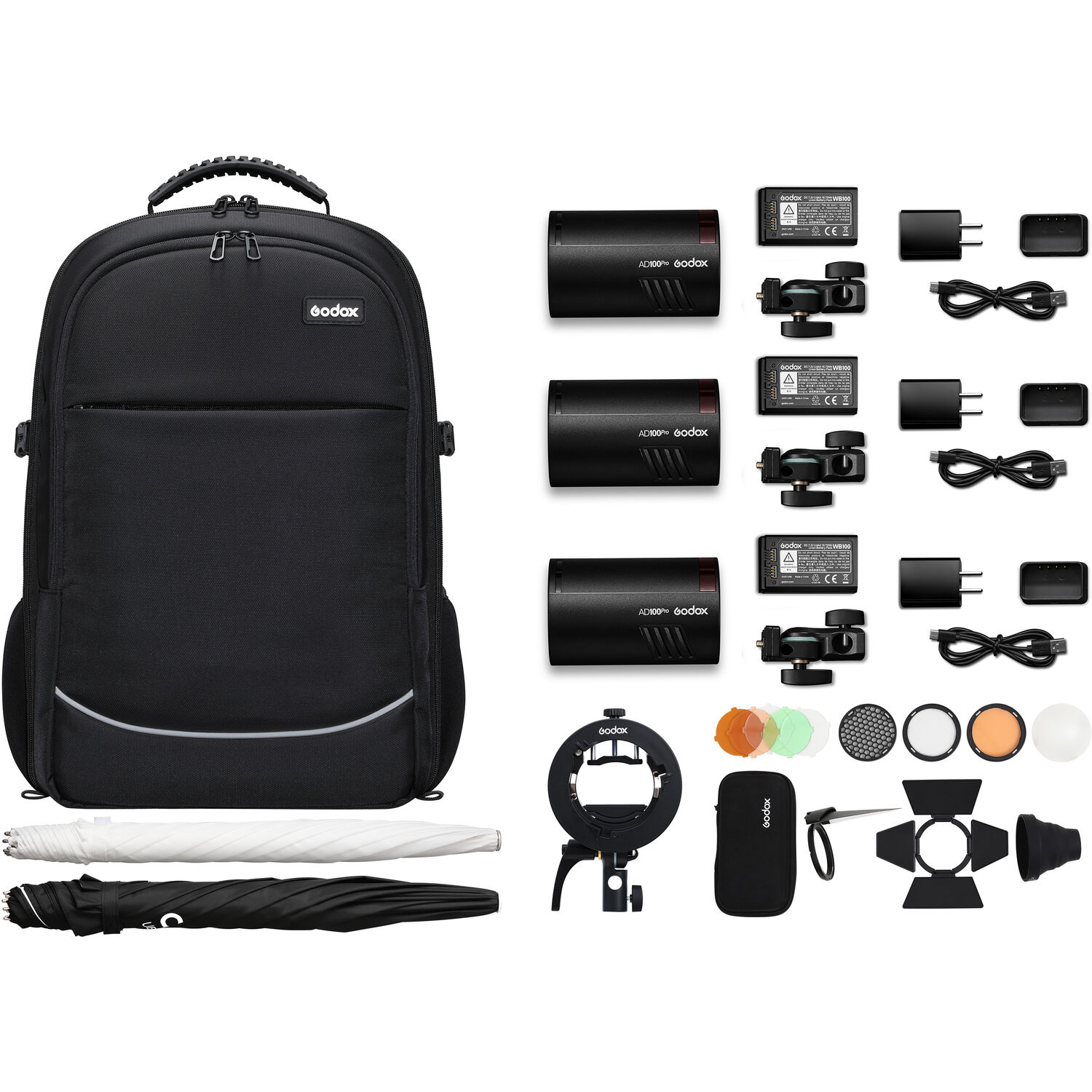 Kit de 3 Luces Godox Ad100Pro Pocket Flash