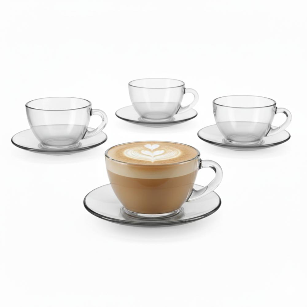Tazas para Bebidas Calientes con Plato Set X4