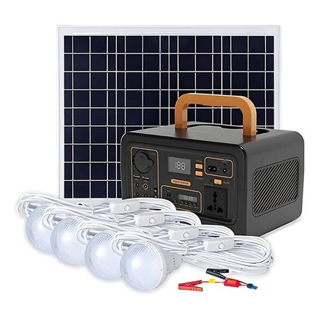 Kit Solar Portatil Focos inversor radio Fm bluetooth  Negro