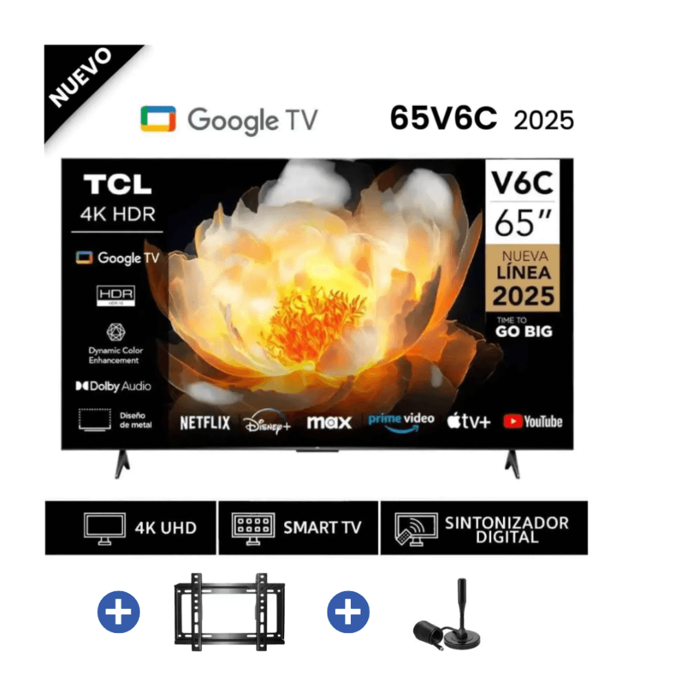 Televisor TCL 65'' UHD 4K Smart TV 65V6C 2025 - Rack Fijo - Ant