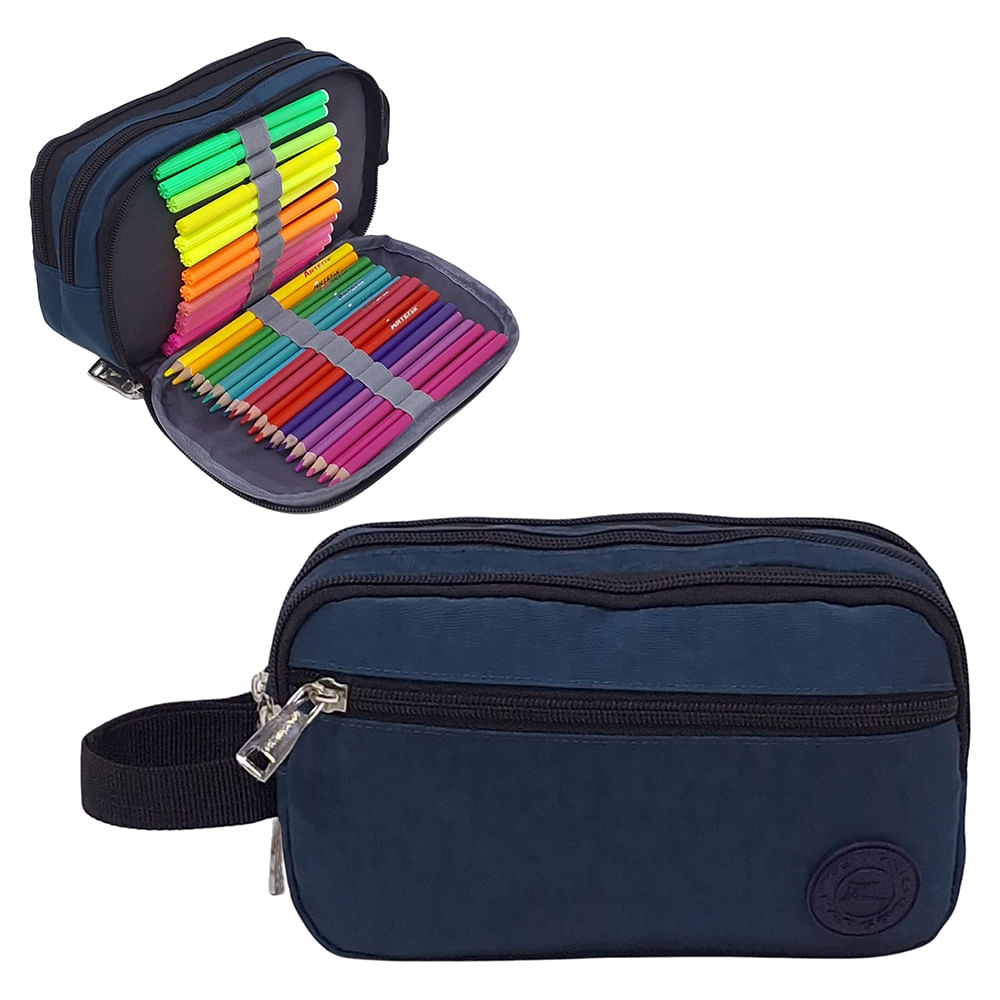 CARTUCHERA ORGANIZADORA KENGAR MODELO STAR - AZUL ACERO