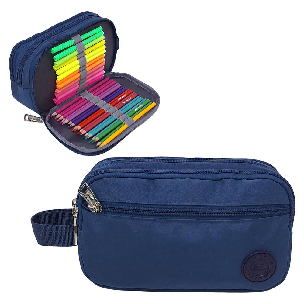 CARTUCHERA ORGANIZADORA KENGAR MODELO STAR - AZUL ACERO CLARO