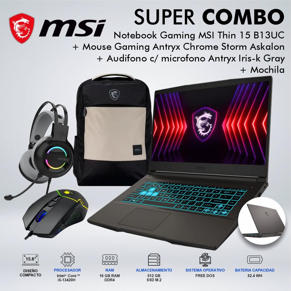 LAPTOPGAMING MSI THIN 15 B13UC CORE i5-13420H MEMORIA 16GB DISCO 512GB