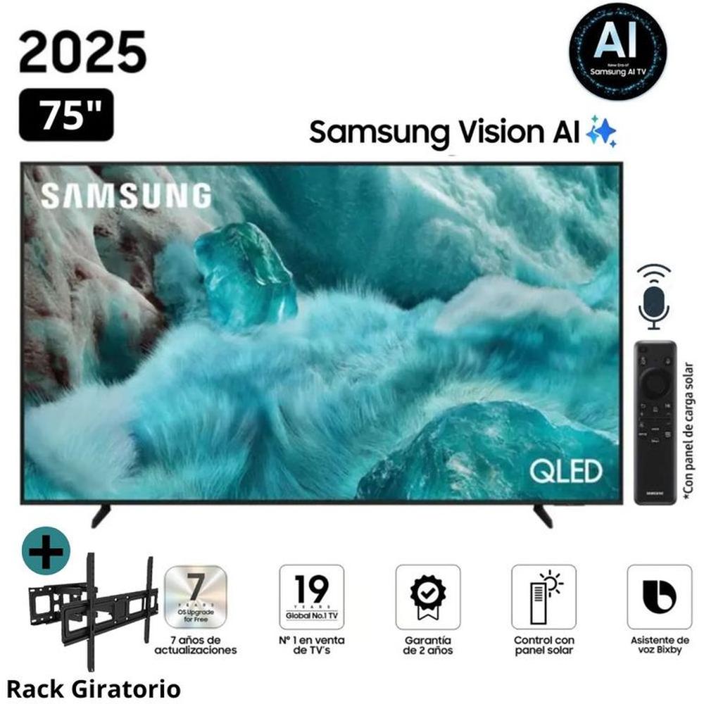 Televisor Samsung 75 QLED UHD 4K QN75Q7FAAGXPE Vision Ai Smart Tv 2025 - Rack Giratorio