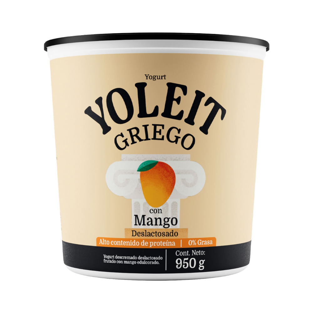 Yogurt Griego Deslactosado YOLEIT Sabor a Mango Pote 950g