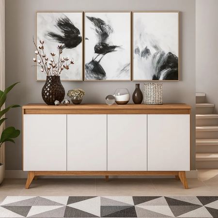 Aparador Fred 4 puertas Blanco y Marron | Masiva Home