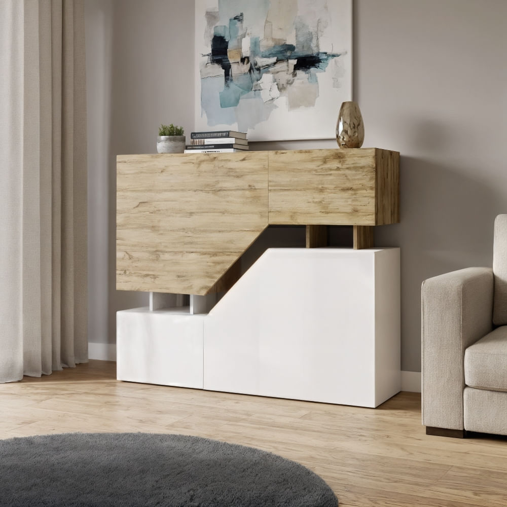 Aparador Escanor 4 puertas Blanco y Marron | Masiva Home