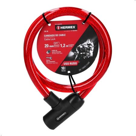 Cadena Hermex Cb-20 Candado Para Moto Espesor 20mm 1.2m