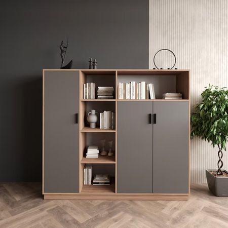 Aparador Kiara 3 puertas Plomo y marron | Masiva Home