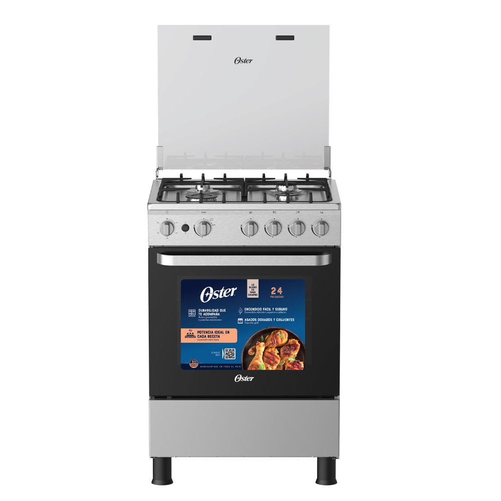 Cocina de Pie a Gas OSTER 6 Hornillas OS-PGSBMI2404IGS Acero Inox