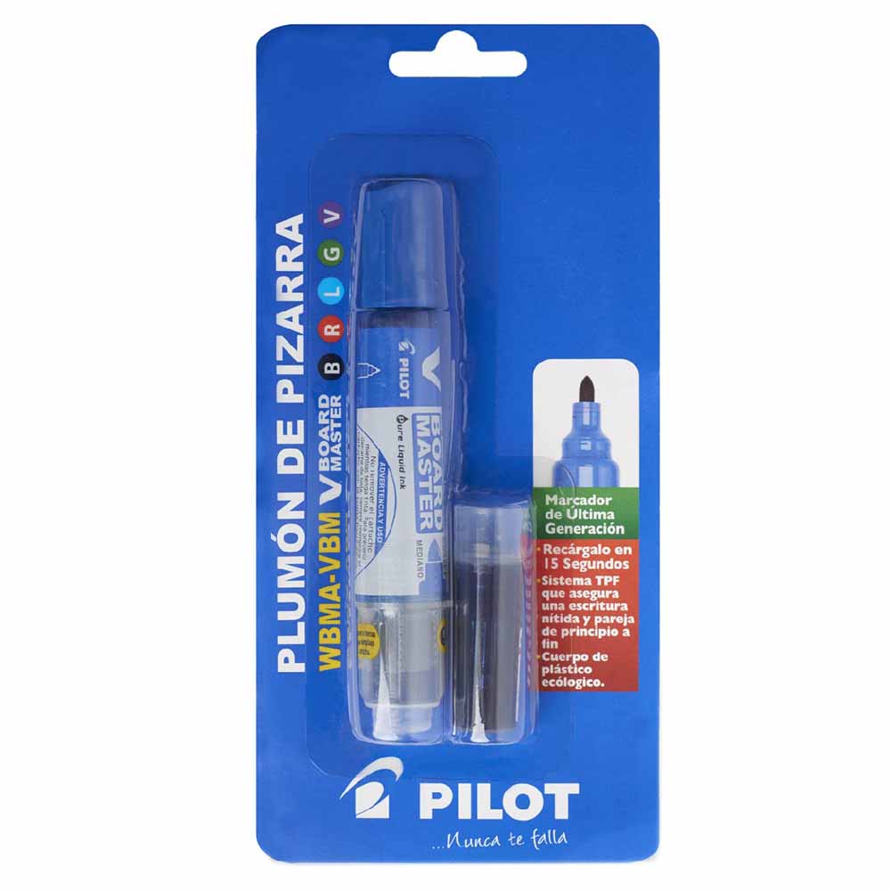 Plumón de Pizarra PILOT WBMA Azul + Repuesto Azul Blíster 1un