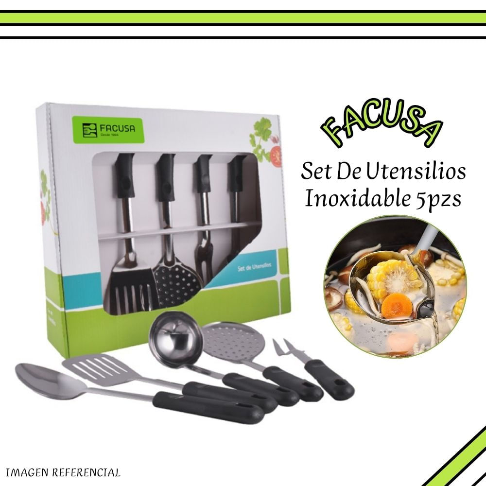 Set De Utensilios Facusa Acero Inoxidable 5pzs