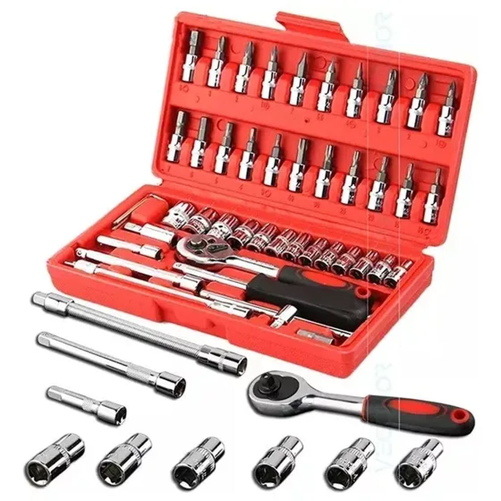 Juego Llaves Dados 46Piezas de Tubo Caja de Herramientas Inoxidable Multicolor
