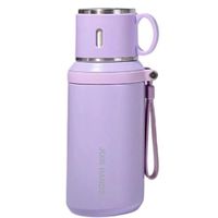 Termo de Acero Inoxidable 600 ml Lila con Asa y Cinta Portátil