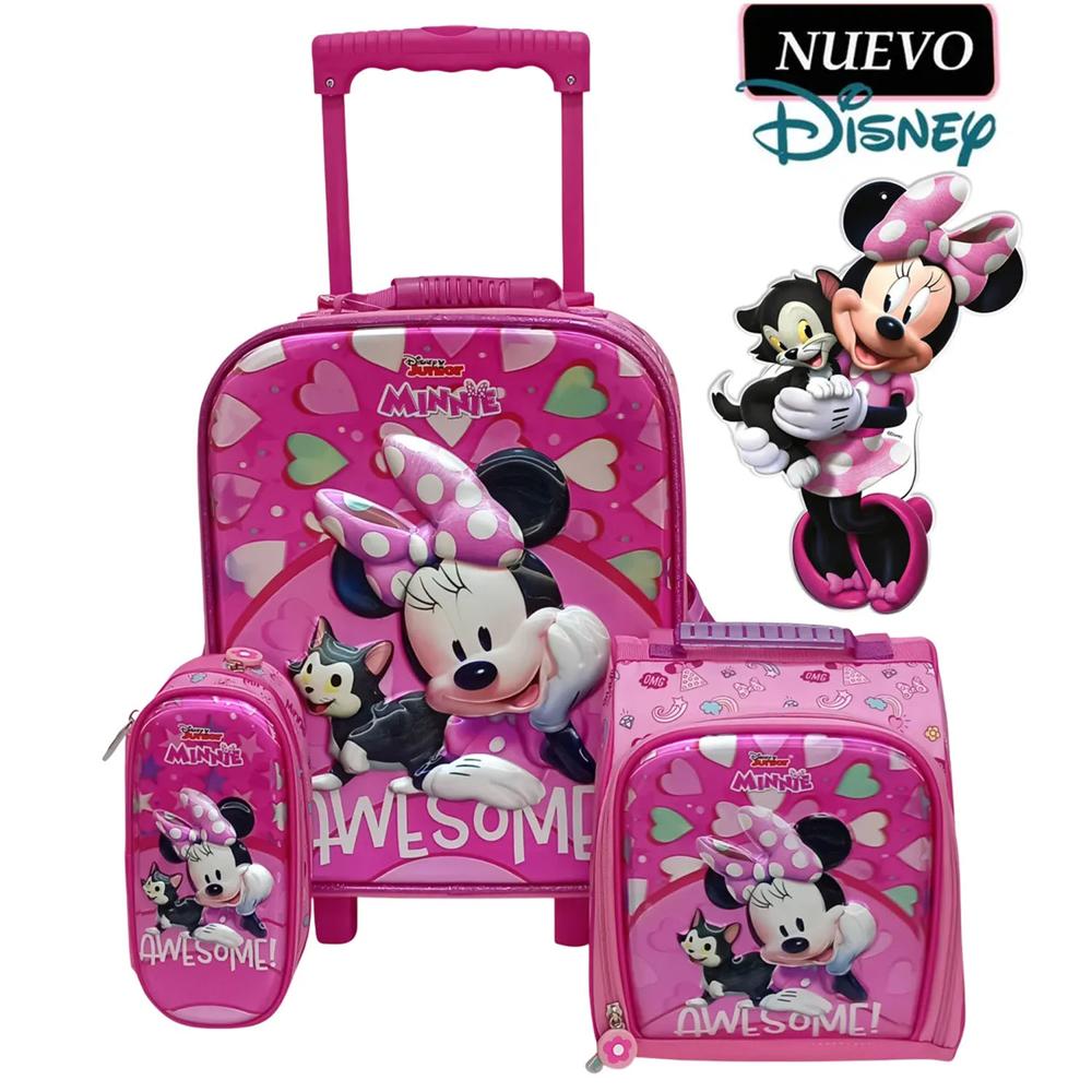 Set de Mochila con Ruedas EXTRA Oficio Lonchera y Cartuchera Minnie Mouse