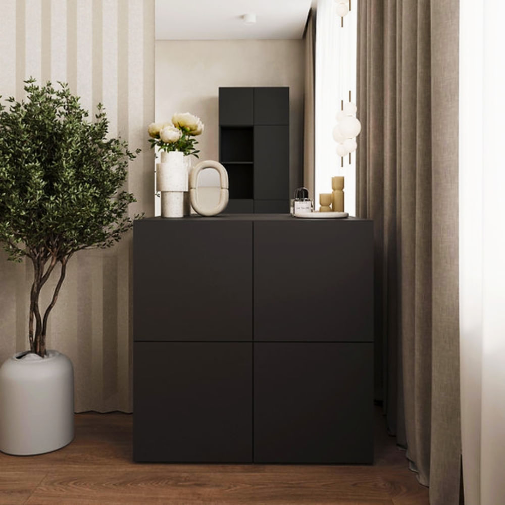Cómoda Snow 4 puertas Negro | Masiva Home