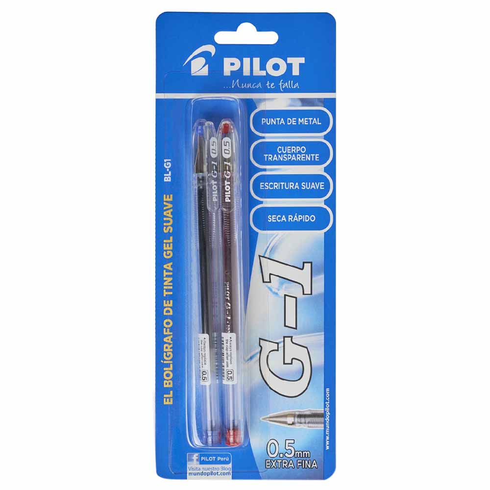 Lapiceros PILOT BL-G1 Azul y Rojo Blíster 2un
