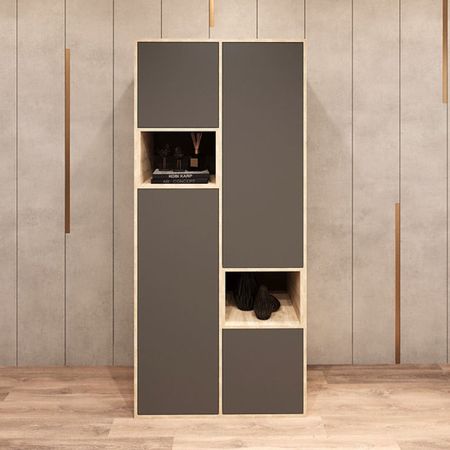 Armario Kiara 4 puertas Marron y plomo | Masiva Home