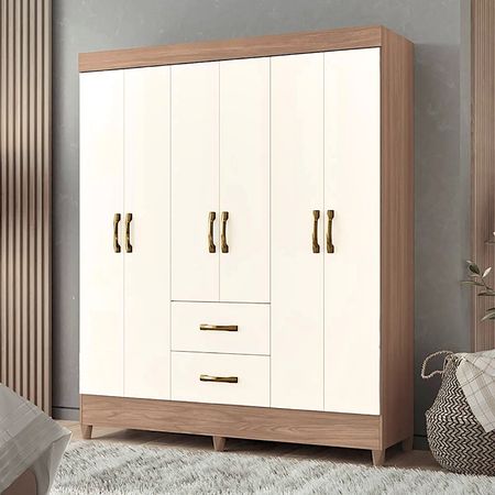 Ropero Flor 6 puertas Blanco y Marron | Masiva Home