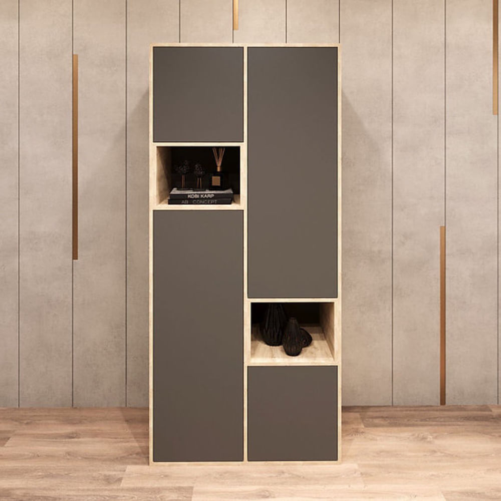 Armario Kiara 4 puertas Marron y plomo | Masiva Home