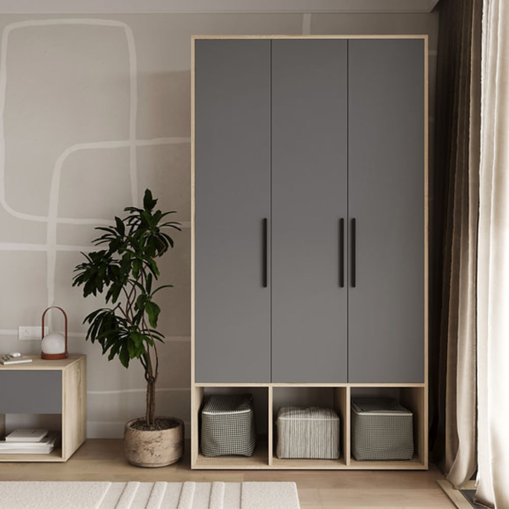 Ropero Arden 3 puertas Plomo y Marron | Masiva Home