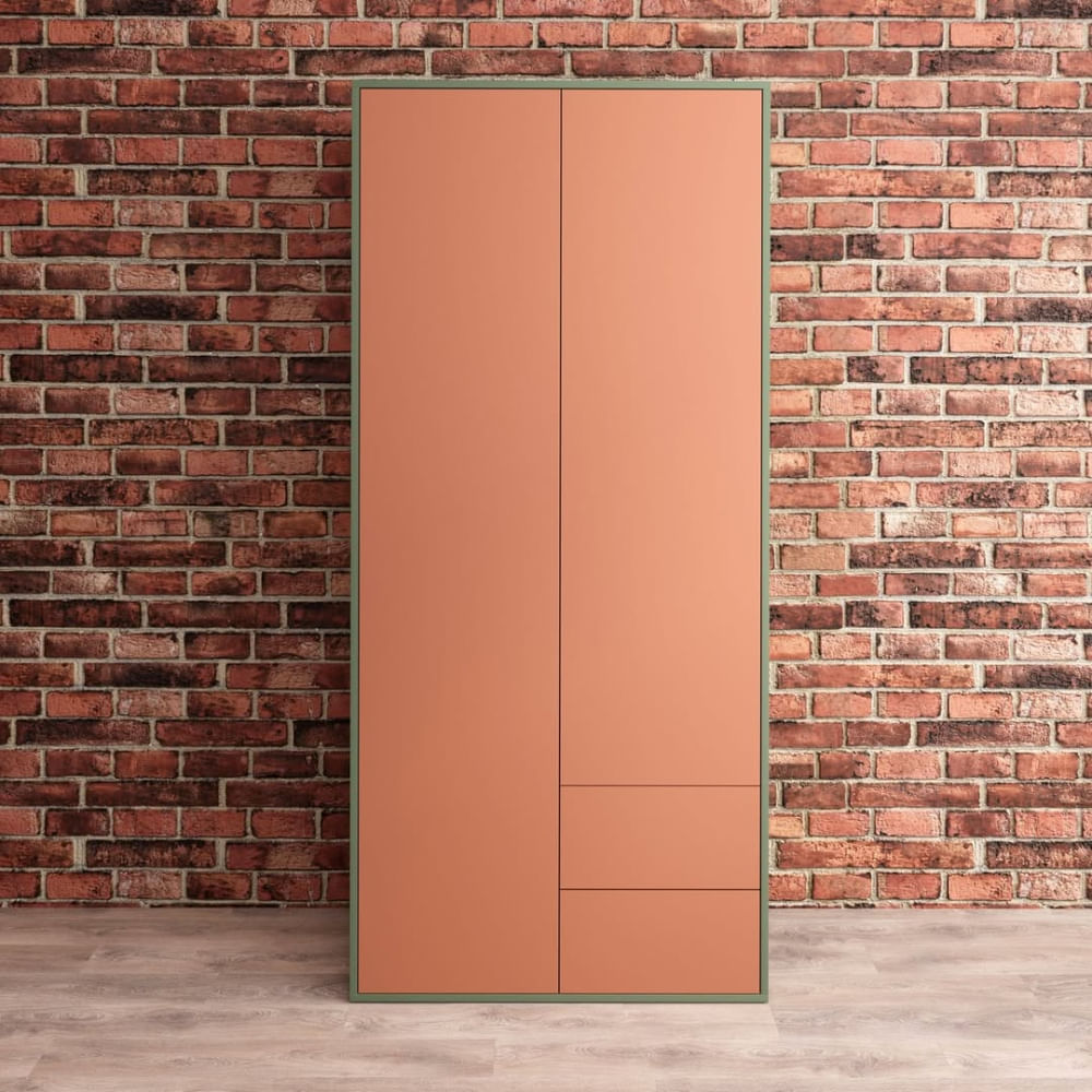 Armario Palmer 2 cajones Verde y Naranja | Masiva Home