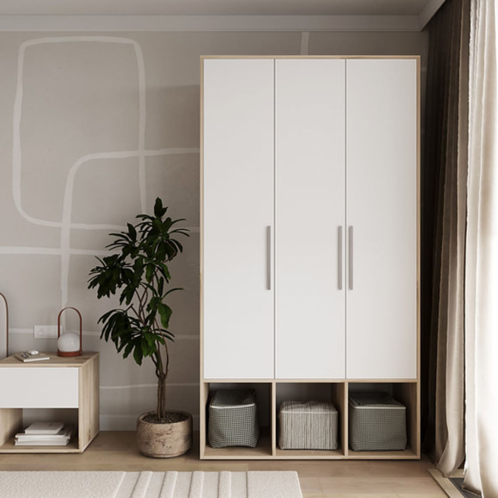 Ropero Arden 3 puertas Blanco y Marron | Masiva Home