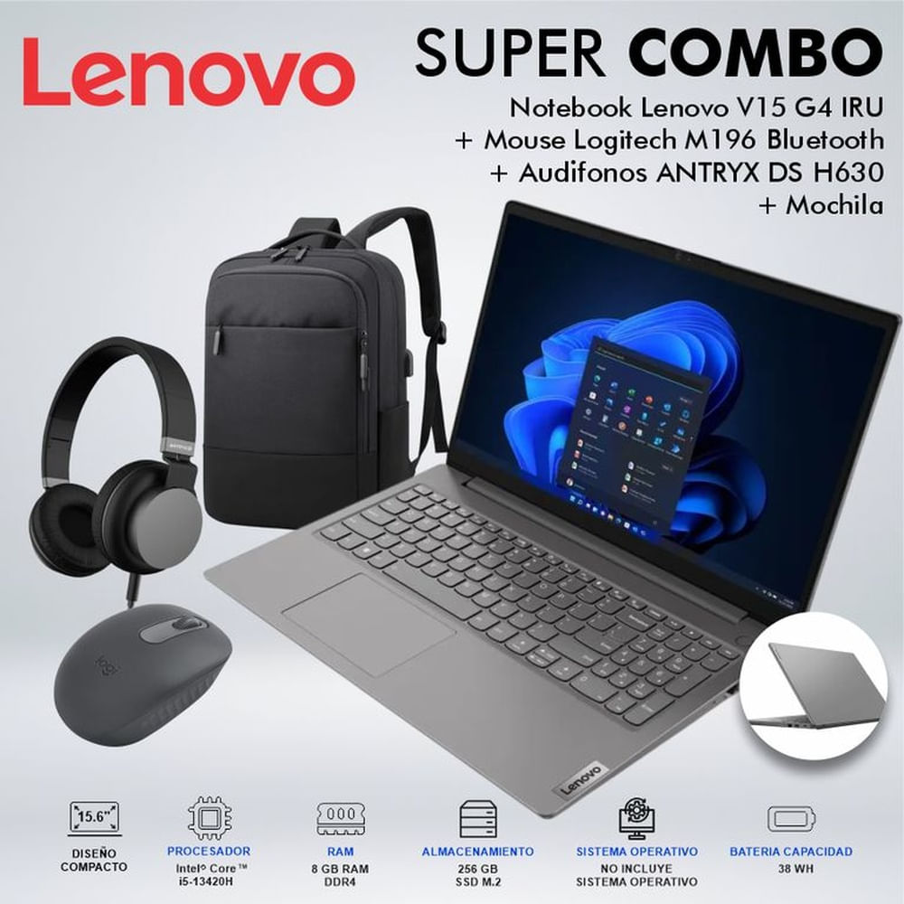 LAPTOP LENOVO V15 G4 IRU CORE i5-13420H MEMORIA 8GB DISCO 256GB SSD M2 83A100GKLMCDSPE