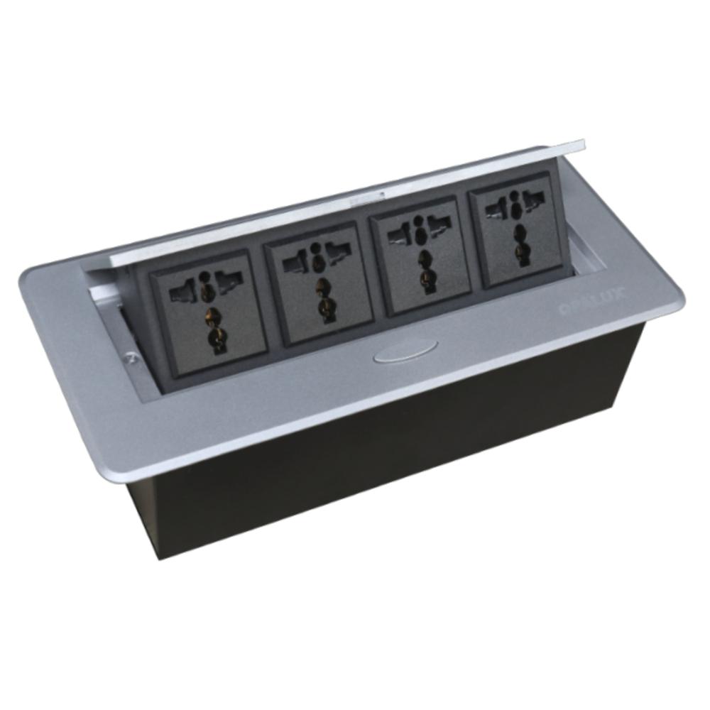 Tomacorriente para Mueble 4 Tomas Color Plateado Opalux OP-UTS4SL