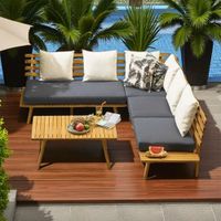 Set de Terraza en L de Madera Quetzal Movenda