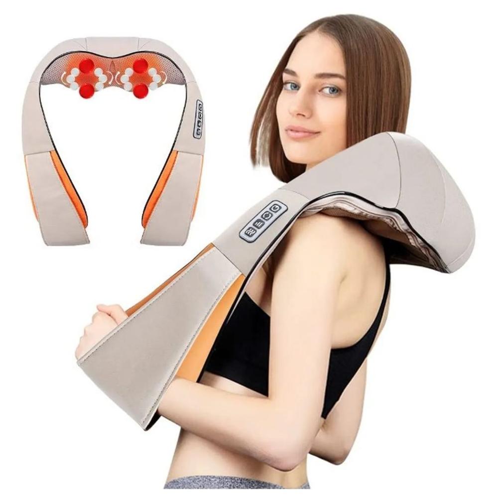 Masajeador Cervical Espalda Cuello Hombros Multifuncional de 16 Nodos