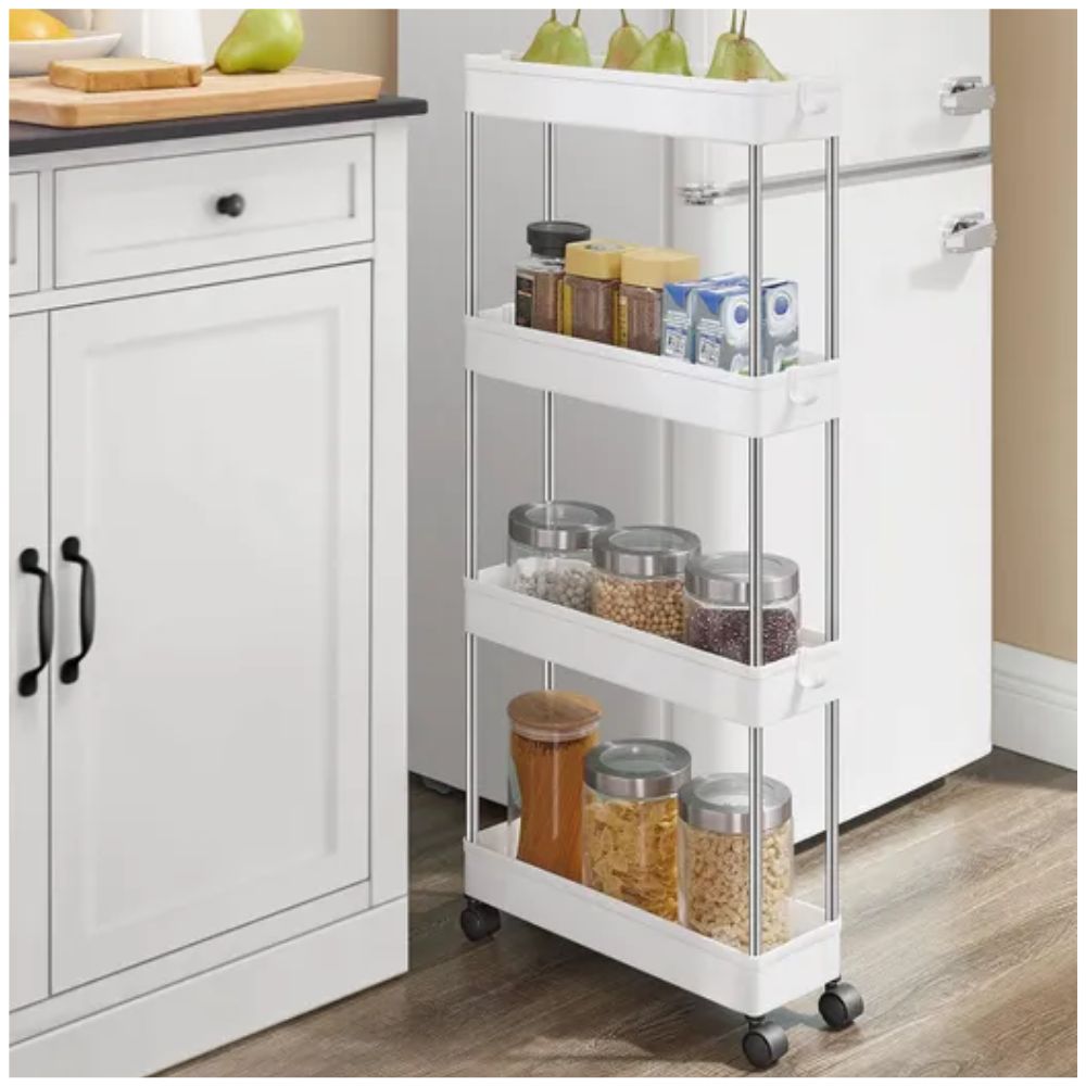 Carrito Organizador de Cocina Multiusos 4 Niveles con Ruedas 84.5x34.5x12cm