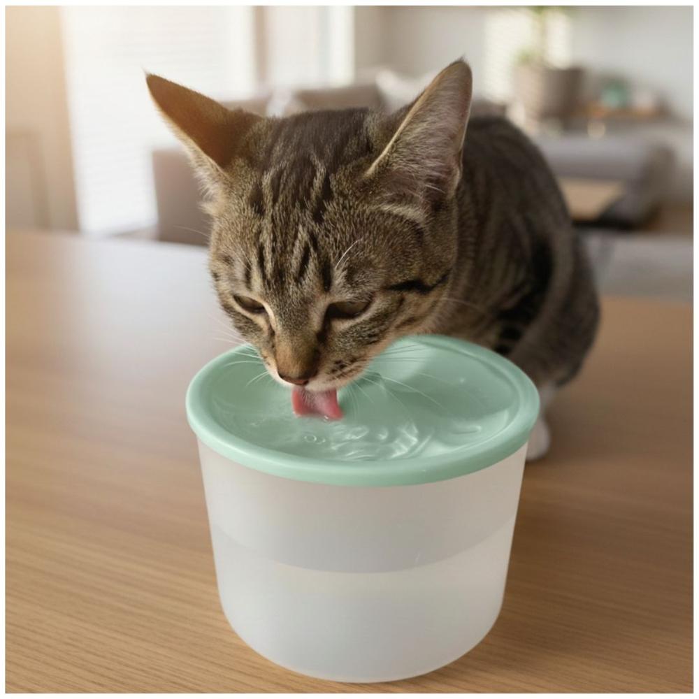 Bebedero con Fuente de Agua Eléctrico para Mascotas Gato Perro Verde agua