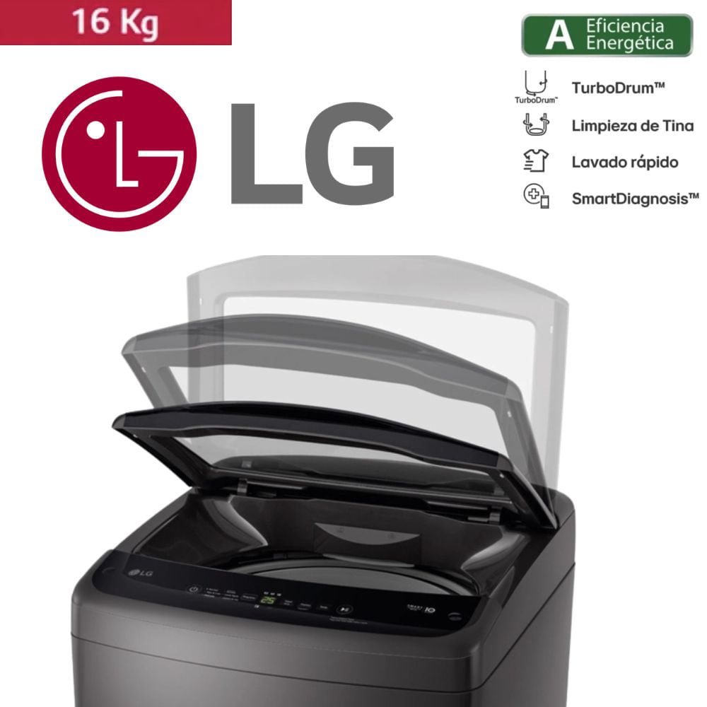 LAVADORA LG 16KG CARGA SUPERIOR COLOR NEGRO MOD WT16OBVTB