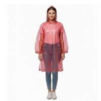 Impermeable Poncho para Lluvia Económico Rojo Translúcido Talla Única Unisex con Capucha