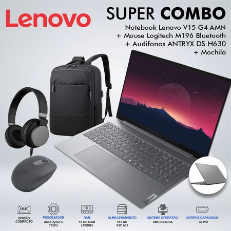 LAPTOP LENOVO V15 G4 AMD RYZEN 5 7520U MEMORIA 16GB DISCO 512GB SSD M2  82YU00XYLMCDSPE