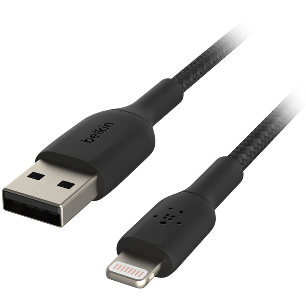 Cable Belkin BoostCharge Trenzado Lightning a USB-A (3.3', Negro) - Conector USB-A Macho, Conector L