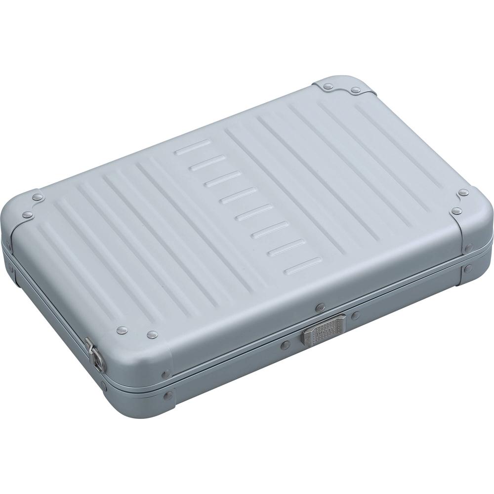 Bolso Cruzado de Aluminio Aleon (Grande, Platino) - Protección Dura, Interior con 3 Bolsillos, Corre