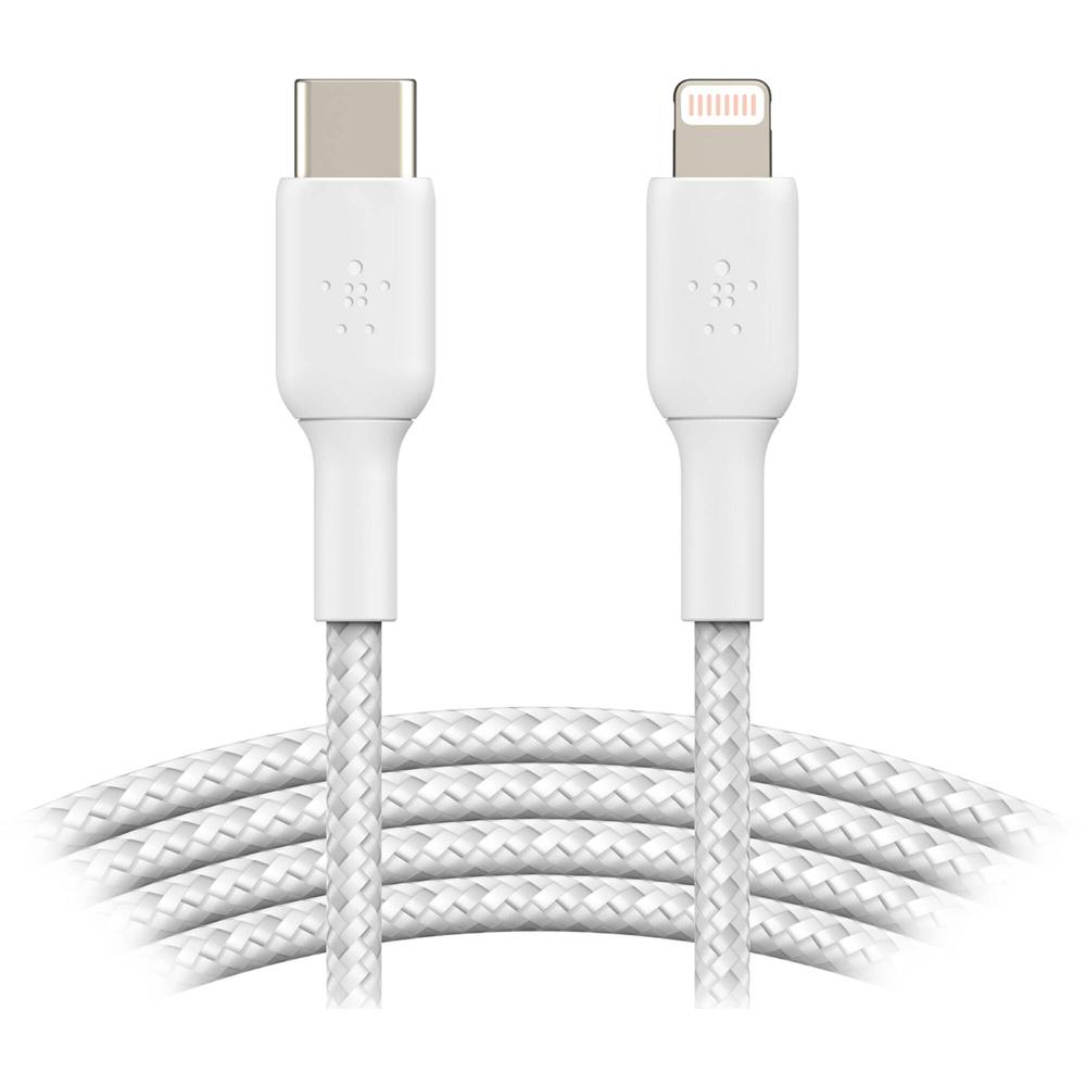 Cable Belkin BoostCharge Trenzado USB-C a Lightning (Blanco, 6.6') - Conexión USB-C a Lightning, Lon