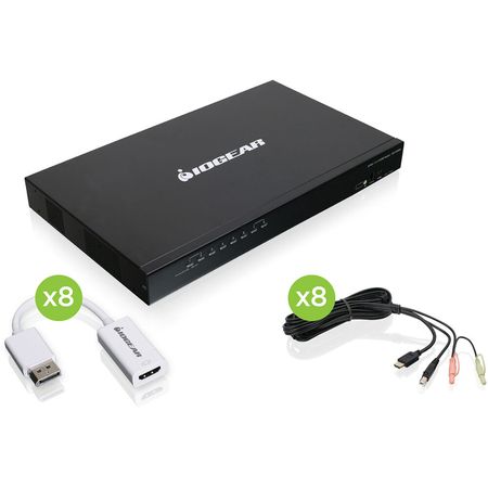 Kit KVM IOGEAR de 8 Puertos USB/PS2 con Soporte para HDMI y DisplayPort, Incluye Cables y Conexiones 1574399-REG