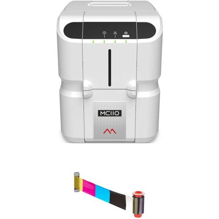 Impresora de Tarjetas de Identificación Matica MC110 de Un Solo Lado y Kit de Cinta de Color para 25 1818863-REG