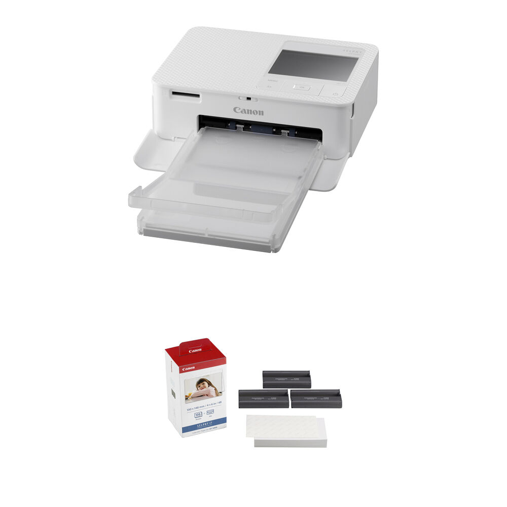 Impresora de Fotos Compacta Canon SELPHY CP1500 con Kit de Tinta y Papel (Blanca) - Diseño Portátil,